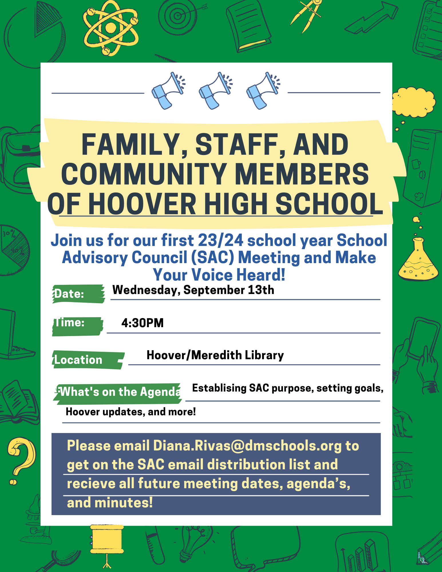 Join us for our next School Advisory Council (SAC) Meeting and Make Your Voice Heard!